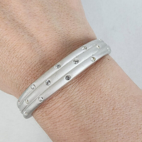 Butler Matt Silver Rhinestone Hinge Bracelet - Picture 1 of 8